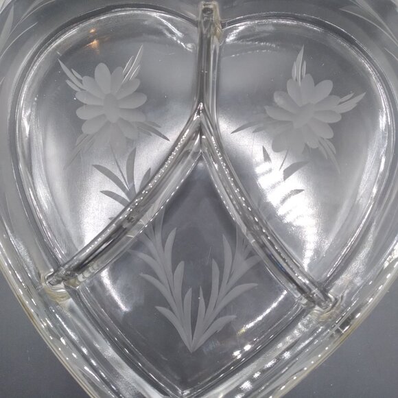 Vintage Paden City Glass Covered Dish Etched Flowers Jewelry Trinket Box Jewelry - Picture 5 of 9